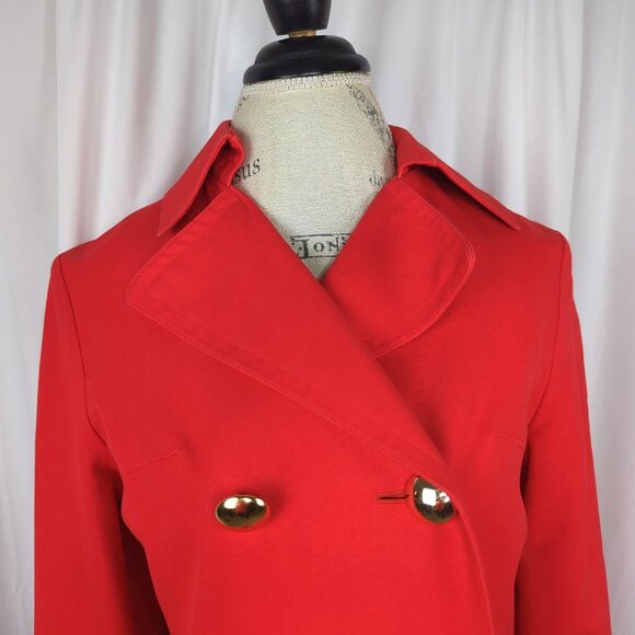 Vintage Aquascutum Red Trench Coat Small Double Breast - Picture 2 of 12